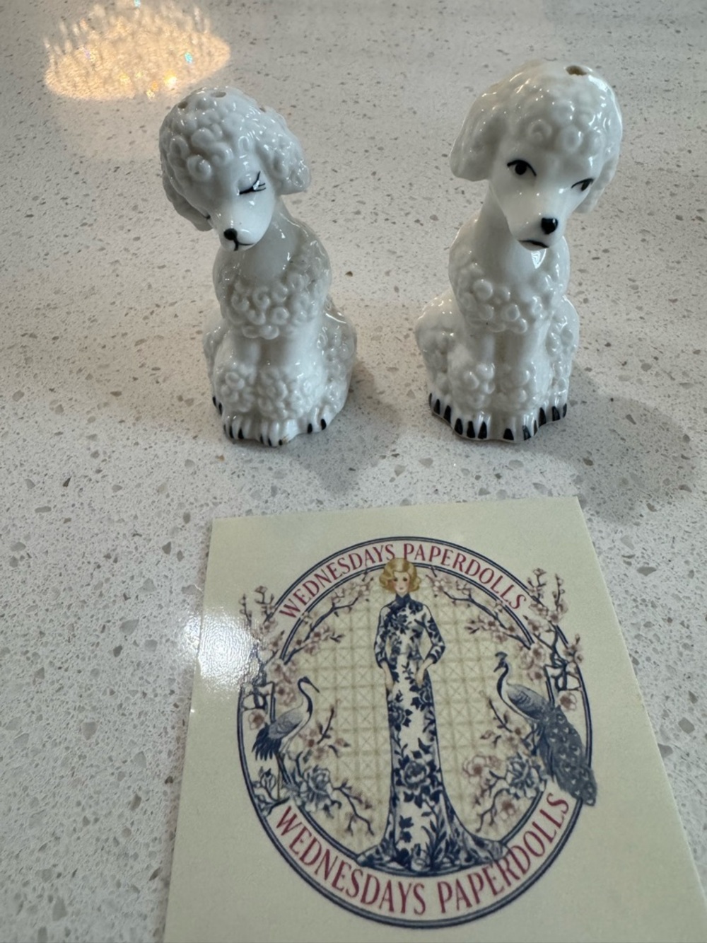 Vintage Ceramic Poodle Salt And Pepper Shakers Made In Japan 2 3/4”